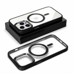 Iphone X, XS, XR, XS MAX,11,12,13,14 PRO MAX MagSafe Transparent Magnetic Case Compatible For Wireless Charging (BLACK)