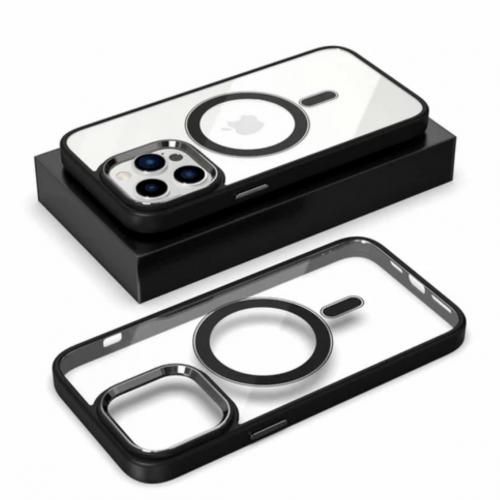 Iphone X, XS, XR, XS MAX,11,12,13,14 PRO MAX MagSafe Transparent Magnetic Case Compatible For Wireless Charging (BLACK)
